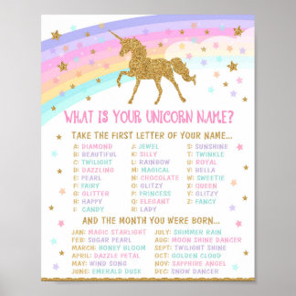 Poster de Jogo de Nome Unicorn