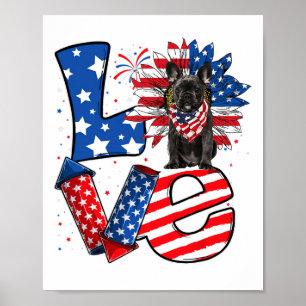Poster De julho Decor Patriótico Amor O Bulldog Francês C