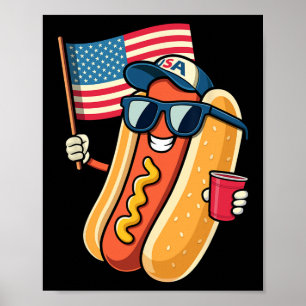 Poster De Julho Hotdog Engraçado Quarto De Julho Patrióti