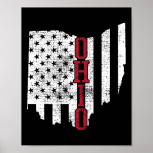 Poster De Julho Ohio Eua Flag States Vintage