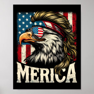 Poster De julho Patriótica Engraçada Águia 4 de julho Eua