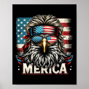 Poster De julho Patriótica Engraçada Águia 4 de julho Eua
