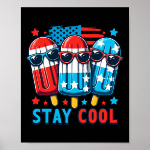 Poster De Julho Patriótico Americano Bandeira Pop de Gelo