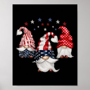 Poster De Julho Patriótico Gnomos Funny Cute American F
