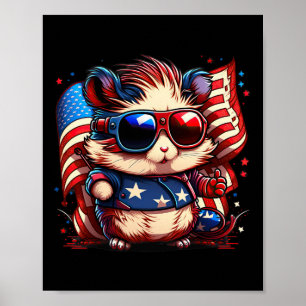 Poster De Julho Patriótico Hamster Norte-Americano