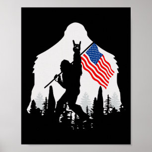 Poster De Julho Shirt Bigfoot Sasquatch Usa Flag American