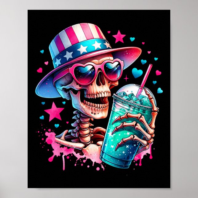 Poster De julho Skeleton Retro Trendy Mãe Skull Mama Vida (Frente)