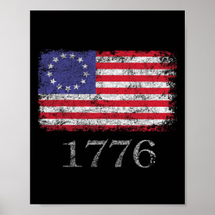 Poster De Julho T Camisa Bandeira Americana Betsy Ross 17
