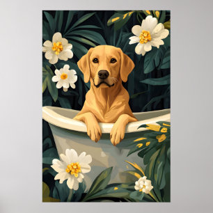 Poster de Labrador Retriever na Banheira, Cachorro