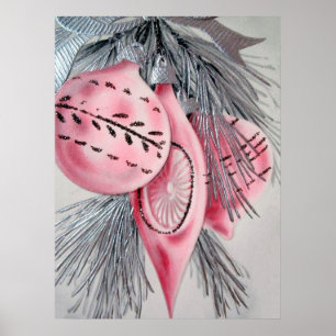 Poster de lâmpadas de feriado de natal vintage de