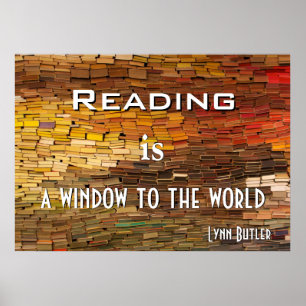 Poster de leitura da pilha de livros coloridos