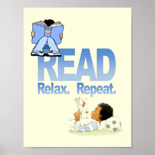 Poster de Leitura, Relaxe e Repita Literacia