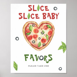 Poster de lembrancinhas de chá de bebê de pizza aq