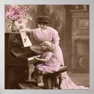 Poster de Lições de Piano Vintage