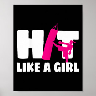 Poster Dê Like A Girl Artes Marciais Kickboxer Kickboxing