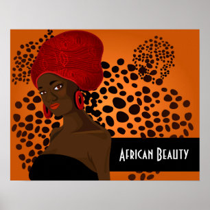 Poster de linda mulher africana