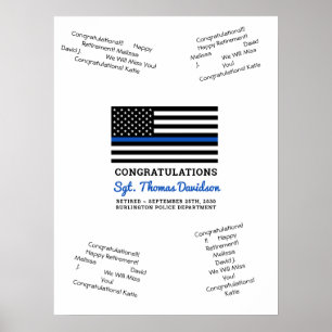 Poster de Linha Azul Fino do Livro de Convidados d