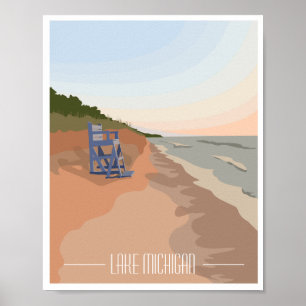 Poster de linha de costa do lago Michigan, Poster 