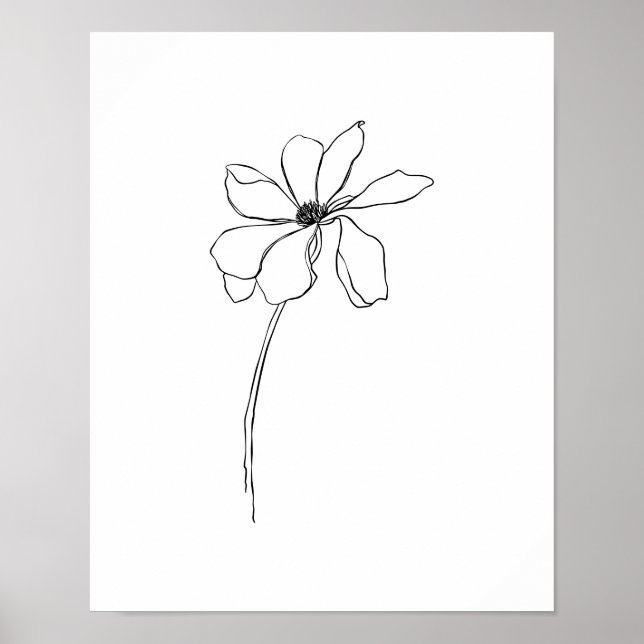 Poster de Linha de Flores Simples Modernas (Frente)