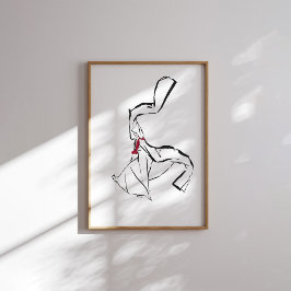 Poster de Linha de Tinta da Mulher de Dança Corean