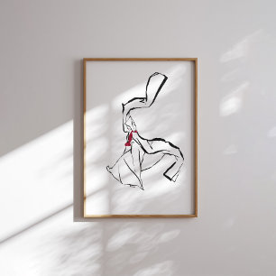 Poster de Linha de Tinta da Mulher de Dança Corean