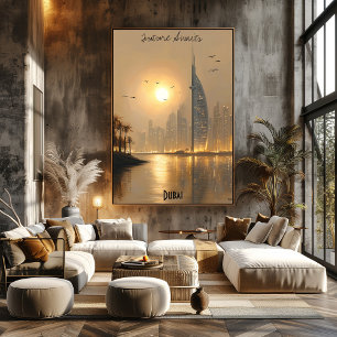 Poster de Linha do Skyline Minimalista em Dubai - 