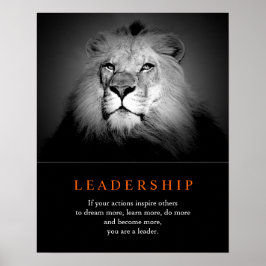 Poster de Lion de Liderança Motivacional de Tendên