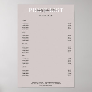 Poster de Lista de Preços da Cinza Moderna