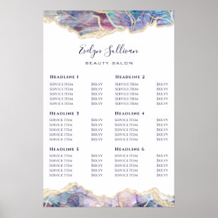 Poster de Lista de Preços de Design de Opal Escur