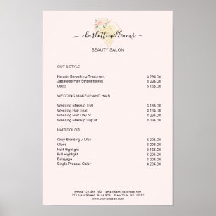 Poster de Lista de Preços de Flor de Diamante Mode
