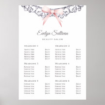 Poster de lista de preços do arco rosa com quadro