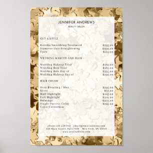 Poster de lista de preços do glam salon moderno,