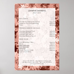 Poster de lista de preços do glam salon moderno, e