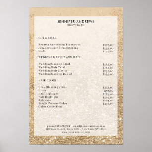 Poster de Lista de Preços do Salão de Glitter Dour