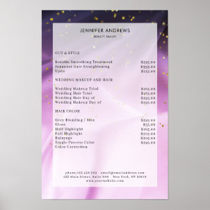 Poster de Lista de Preços do Salão de Glitter Mo