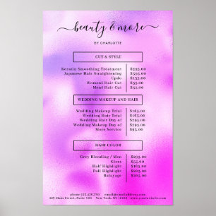 Poster de Lista de Preços do Salão Simples Roxo Mo