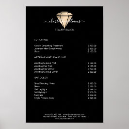 Poster de Lista de Preços Dourados do Diamante Pre