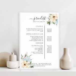 Poster de Lista de Preços Floral Moderna