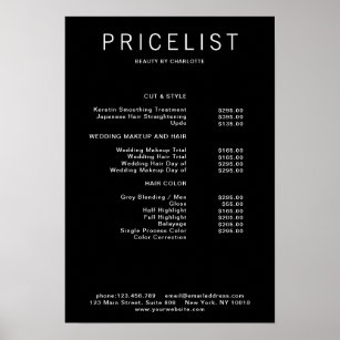 Poster de lista de preços moderna