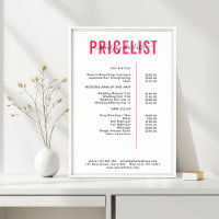 Poster de lista de preços moderna