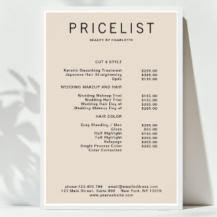 Poster de lista de preços moderna