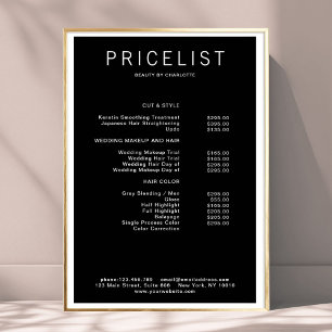 Poster de lista de preços moderna