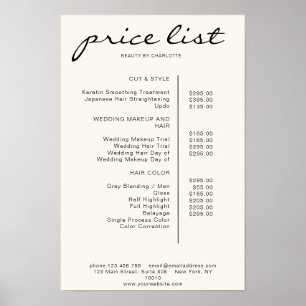Poster de Lista de Preços Simples Moderno