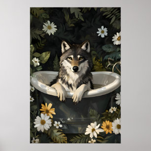 Poster de Lobo na Banheira, Poster Divertido de An