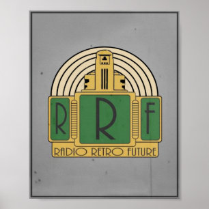 Poster de logotipo de Arte Deco de Rádio Retrofut