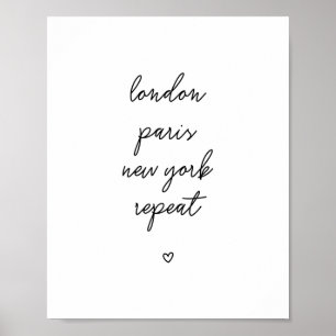 poster de "London Paris New York Repeat" Rosa 8x