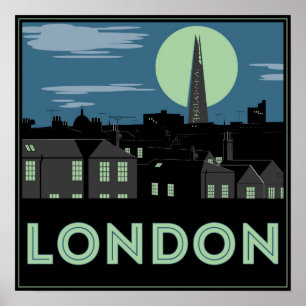 Poster de Londres do estilo do art deco