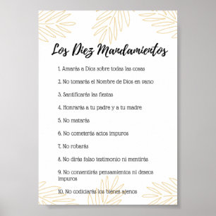 Póster de los 10 mandamientos de la ley de Dios