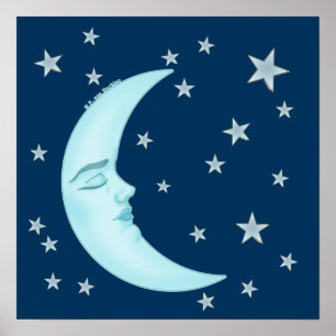 Poster de lua de dormir em forma de pedra