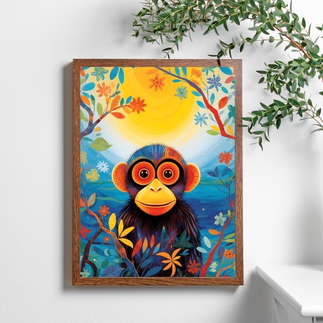 Poster de Macaco Colorido Bonito (Criador carregado)
